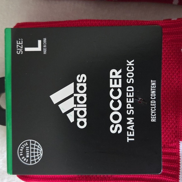 BNWT Two Pairs of Adidas Red and White Soccer Team Speed Socks. Size L - Picture 3 of 4